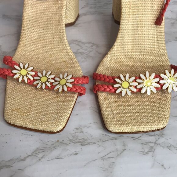 Anthropologie SCHUTZ Mid Atanado Leather block heel daisy Sandals heels SZ 9.5 B - Picture 4 of 10